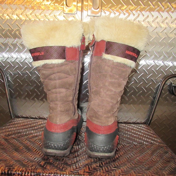 MERRELL WINTERBELLE PEAK MAHOGANY WATERPROOF WINTER BOOT! WOMEN'S SIZE 8.5 - Picture 3 of 10